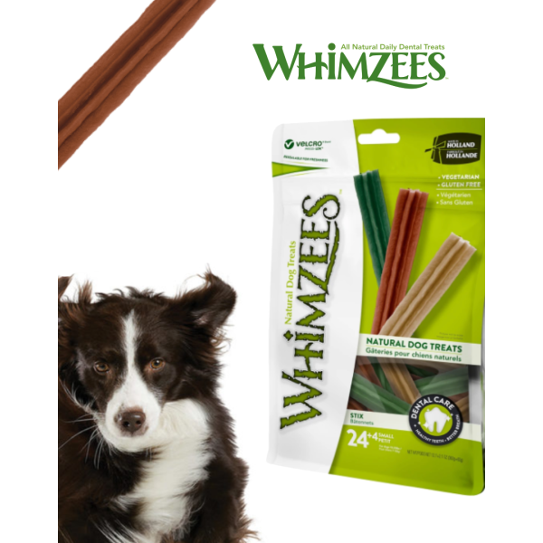 WHIMZEES Stix Dental Dog Treats For Small Dog (Dog 15-25lbs) 全天然六角長條小型潔齒骨 24pcs + 4  12.7oz