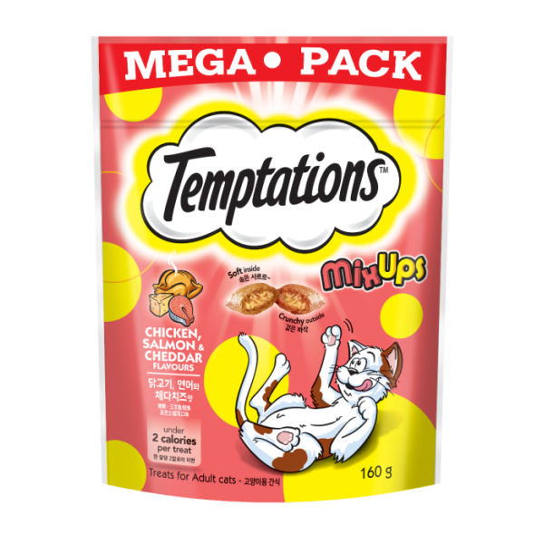 Temptations MixUps Chicken, salmon and Cheese Cat Treats 三重奏貓小食 雞、三文魚及芝士貓小食 160g