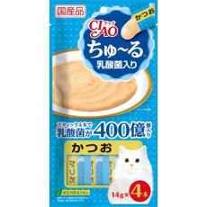 CIAO Churu Puree Lickable Cat Treat Pack of 4 - Skipjack (Lactobacillales) 鰹魚醬(乳酸菌) 4支裝 X4