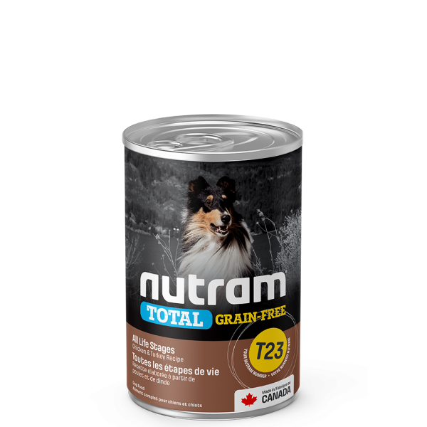 Nutram T23 Total Grain-Free Chicken & Turkey Recipe For Dogs 雞加火雞狗罐頭 369g(13.02oz) X12