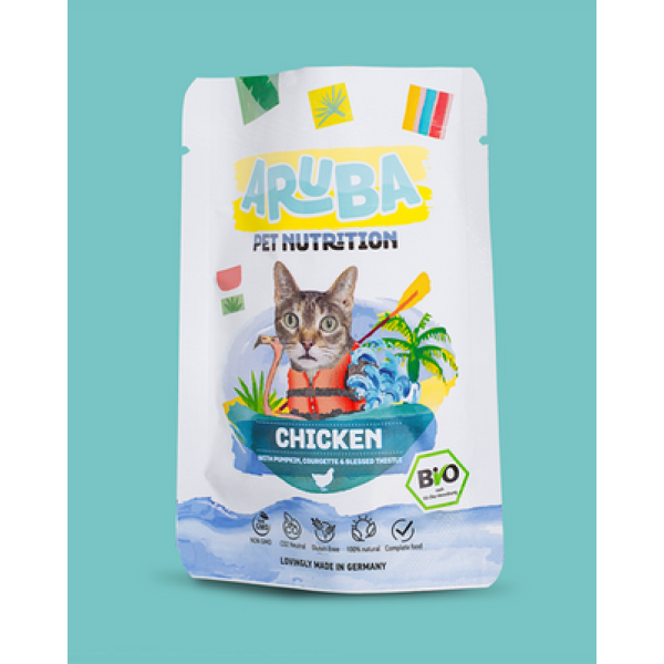 Aruba Organic Chicken with pumpkin, courgette & blessed thistle For Cats 有機雞肉配南瓜、青瓜和聖薊貓鮮食包 70g  X10