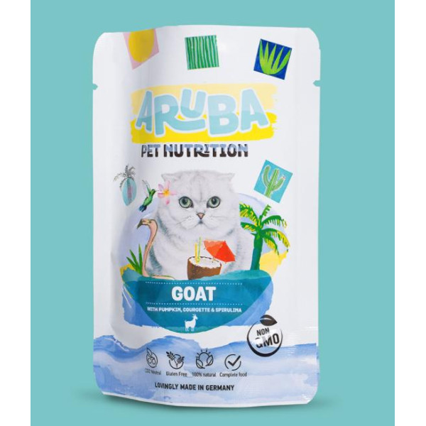 Aruba Organic Goat, pumpkin, courgette & spirulina For Cats山羊配南瓜、青瓜和螺旋藻貓鮮食包 70g