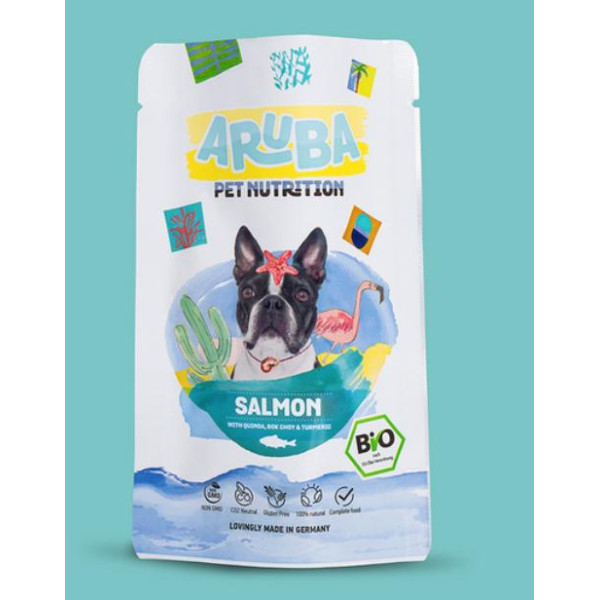 Aruba Organic Salmon with quinoa, bok choy & turmeric For Dogs 有機三文魚配藜麥、小白菜 和薑黃狗鮮食包 100g X10