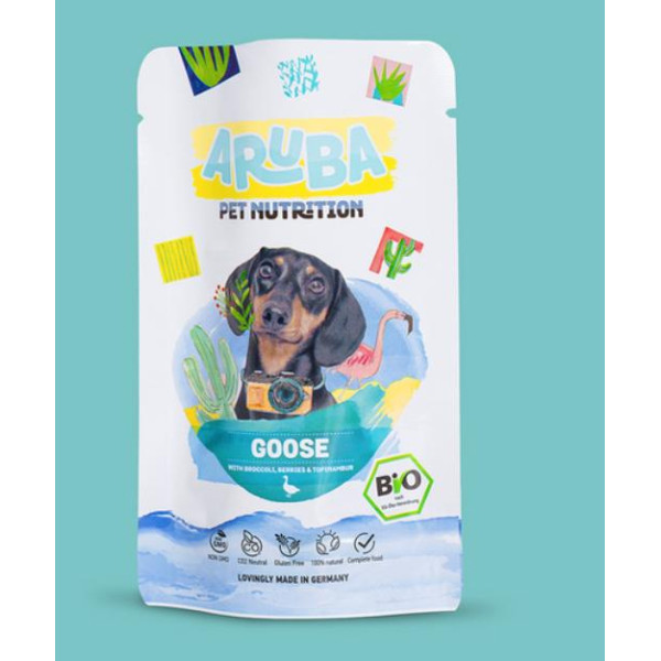 Aruba Organic Goose, broccoli, berries & topinambur For Dogs有機鵝肉配西蘭花、紅莓和菊芋狗鮮食包 100g