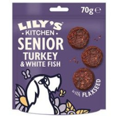 LILY'S KITCHEN Turkey and White Fish Bites Grain Free Senior Dog Treats 無穀物高齡犬小食 火雞白魚塊 70g