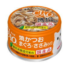 CIAO Grilled Skipjack Tuna with Tuna and Chicken Wet Cat Food 燒鰹魚+吞拿魚+雞肉貓罐 85g 