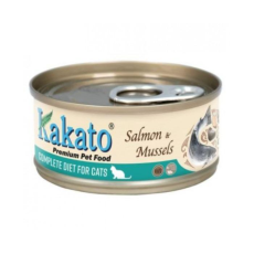 Kakato Salmon & Perna Mussels For Cats  三文魚、翡翠貽貝貓主食罐頭70g X24