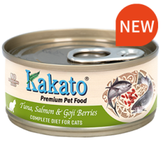 Kakato Tuna and Salmon and Goji Berries For Cats 吞拿魚、三文魚和杞子貓主食罐頭70g X24