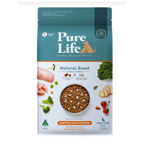 Pure Life Australian Chicken Unique kibble and freeze dried for Adult Dog 澳洲脫水雞肉+乾糧成犬配方 8kg