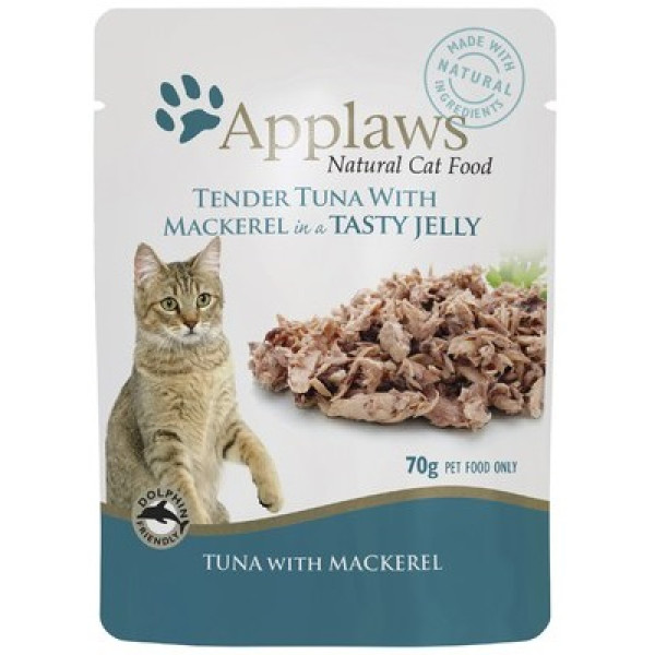 Applaws Tuna with Mackerel in Jelly For Cats 吞拿魚加鯖魚天然肉絲果凍貓配方餐包 70g X16