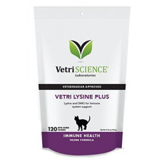 Vetriscience Vetri Lysine Plus 貓用L-賴氨酸 免疫系統咀嚼片雞肝味肉粒小食 120 pcs