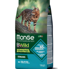 Monge Grain Free Tuna with Peas Sterilised For Cats 無穀物吞拿魚豌豆成貓絕育貓專用配方 1.5kg