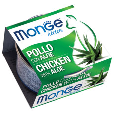 Monge Chicken Flakes with Aloe Wet Food For Kitten 雞肉蘆薈(幼猫)罐頭 80g 