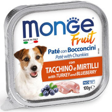Monge Paté and Chunkies Turkey and Blueberry Dog Wet Food 火雞藍莓狗濕糧餐盒 100g X32