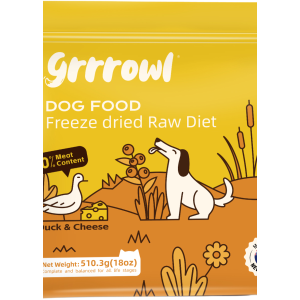 Grrrowl Freeze Dried Raw Duck & Cheese For Dogs 犬用凍乾鴨肉及芝士生肉糧 510g
