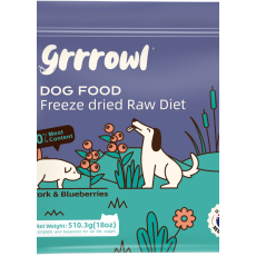 Grrrowl Freeze Dried Raw Pork & Blueberries For Dogs 犬用凍乾豬肉及藍莓生肉糧 510g X4
