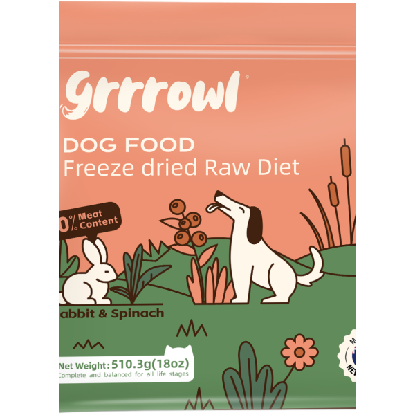 Grrrowl Freeze Dried Raw Rabbit & Spinach For Dogs 犬用凍乾兔肉及菠菜生肉糧 510g