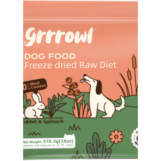 Grrrowl Freeze Dried Raw Rabbit & Spinach For Dogs 犬用凍乾兔肉及菠菜生肉糧 510g X4