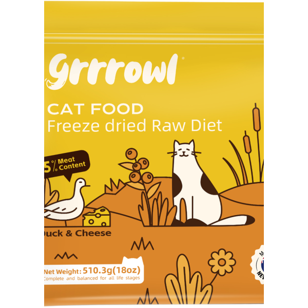 Grrrowl Freeze Dried Raw Duck & Cheese For Cats 貓用凍乾鴨肉及芝士生肉糧 510g