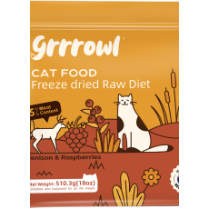 Grrrowl Freeze Dried Raw Venison & Raspberries For Cats 貓用凍乾鹿肉及紅桑子生肉糧 170g