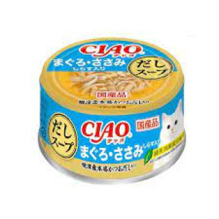 CIAO Soft Sliced Tuna and chicken and Noodlefish Wet Cat Food 吞拿魚&雞肉白飯魚入燒津鰹魚湯貓罐 75g 