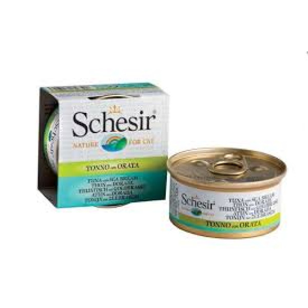 Schesir Tuna and Sea Bream Cat Canned Food 全天然吞拿魚鯛魚魚湯汁煮罐頭 70g