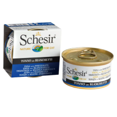 Schesir Tuna & Whitebait in Jelly Cat Canned Food 天然吞拿魚白飯魚飯啫喱貓罐頭 85g 