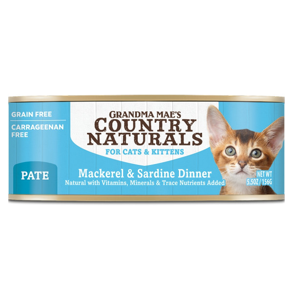 Grandma Mae's Country Naturals Grain Free Mackerel & Sardine Dinner for Cats & Kittens(pate) 無添卡無穀物鯖魚沙甸魚醬煮配方貓罐頭 5.5oz 