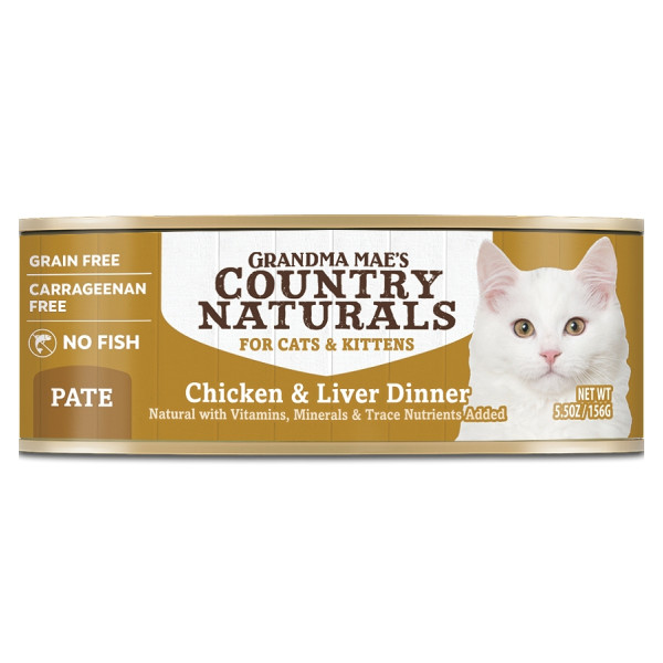 Grandma Mae's Country Naturals Grain Free Chicken & Liver Dinner for Cats & Kittens(pate) 無添卡無穀物雞肉嫩肝醬煮配方貓罐頭 5.5oz X24