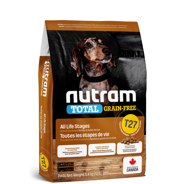 Nutram T-27 Nutram Total Grain-Free®  Chicken & Turkey Dog Food (Small Bite) 迷你犬火雞配方(細粒) 5.4kg