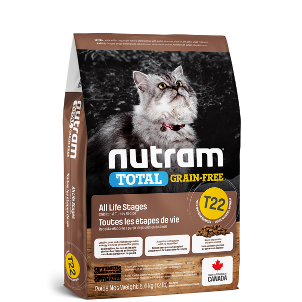 Nutram T-22 Nutram Total Grain-Free® Chicken and Turkey Recipe Cat Food 無穀全能-貓 火雞配方 5.4kg