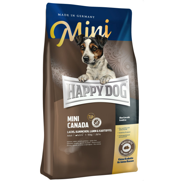 Happy Dog Mini Canada 小型犬加拿大三文魚兔肉羊肉無穀物高能量配方狗糧 4kg