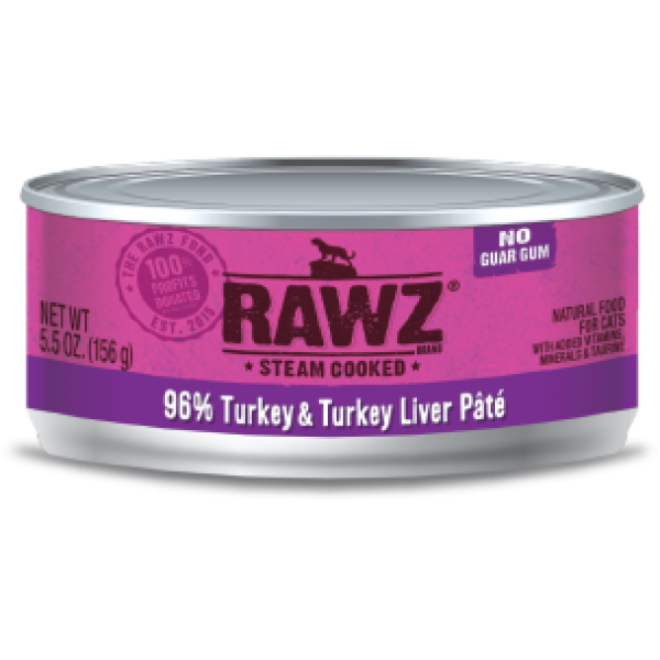 Rawz 96% Turkey and Turkey Liver Pate Cat Can Food 火雞肉、`火雞肝全貓罐頭 156g