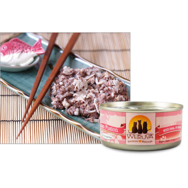 Weruva Asian Fusion – With Tuna and Shirasu in Aspic 紅肉吞拿魚、幼鯷魚罐頭 85g X 24 罐