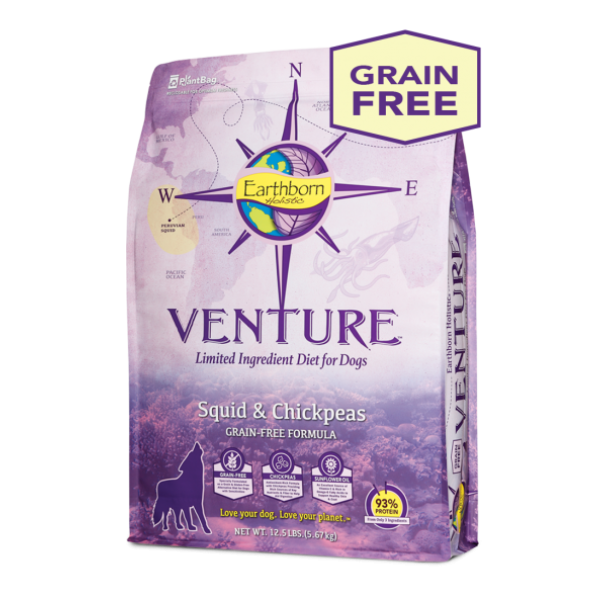 Earthborn Venture™ Squid & Chickpeas Limited Ingredient Diet for Dogs 低敏單一蛋白魷魚+鷹咀豆 4lbs