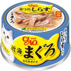 CIAO Tuna, Bonito and Shirauo Cat wet Food 近海 吞拿魚 鰹魚˙白飯魚入貓罐頭 80g