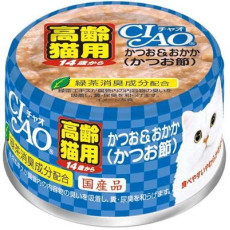 CIAO Skipjack & Bonito for over 14 years old Senior Wet mousse Food 頂級貓罐系列 :高齡貓－鰹魚＋木魚（慕絲）75g X24