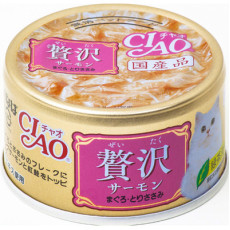 CIAO Salmon Tuna and Chicken Wet Cat Food 頂級貓罐系列 奢華-三文魚 吞拿魚+雞肉 80g 