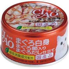 CIAO Tuna White Tuna with Tuna Wet Cat Food 頂級貓罐系列-吞拿魚白身+吞拿魚乾 85g X24