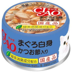 CIAO Tuna White With Bonito Wet Cat Food 頂級貓罐系列-吞拿魚白身+木魚片85g 