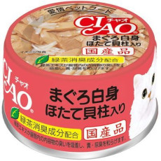 CIAO Tuna White with Scallops Wet Cat Food 頂級貓罐系列-吞拿魚白身+帶子85g X24