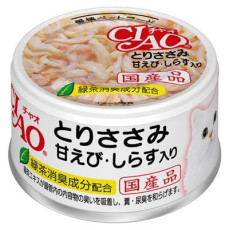 CIAO Chicken Fillet with Sweet Shrimp and Shirasu Wet Cat Food 頂級貓罐系列-雞肉 甜蝦+白飯魚 85g X24