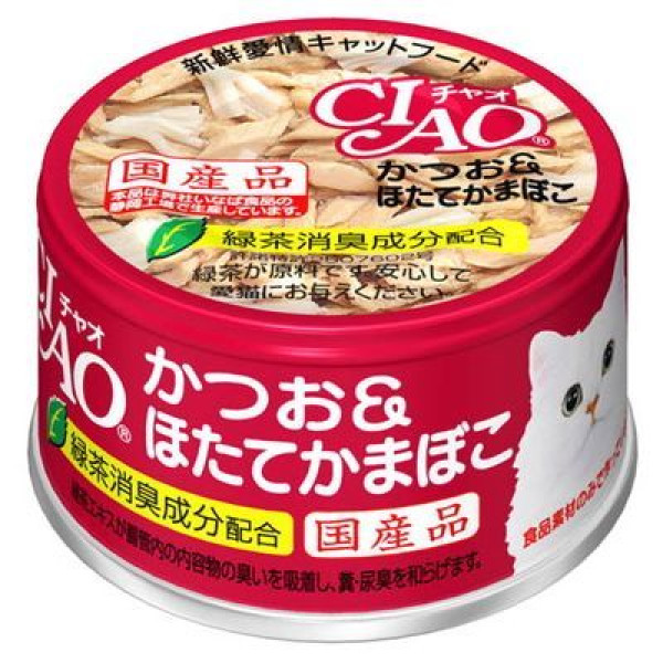 CIAO Bonito & Scallop Kamaboko Wet Cat Food 頂級貓罐系列-鰹魚+瑤柱棒 85g 