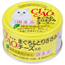 CIAO Tuna & Torisasa with cheese Wet Cat Food 頂級貓罐系列-吞拿魚雞肉+芝士 85g 