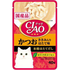 CIAO Pouch for cats bonito with scallop雞肉, 帶子味 (帶子湯底) 40g X16