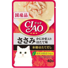 CIAO Pouch for cats Sasami Crab Scallop Flavor 蟹柳棒帶子味 (帶子湯底) 40g X16