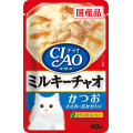 CIAO Pouch for cats white cream Bonito & Chicken with Dried Bonito 鰹魚, 雞肉及木魚片 (忌廉白汁) 40g X16
