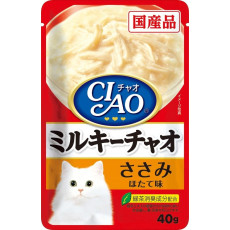 CIAO Pouch for cats white cream Chicken & Scallops 雞肉及帶子味 (忌廉白汁) 40g 
