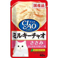 CIAO Pouch for cats white cream Chicken & Crab with Scallops 雞肉,蟹柳及帶子味 (忌廉白汁) 40g X16