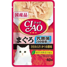 CIAO Pouch for cats Lactic Acid Bacteria Chicken and Tuna 吞拿魚, 雞肉及鰹魚節味 (乳酸菌) 40g 